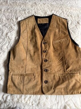 Men's Suede Vest in Tan